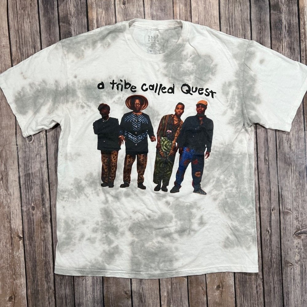 A Tribe Called Quest Tie Dye T-Shirt Medium White Grey Tour Concert Promo Merch
